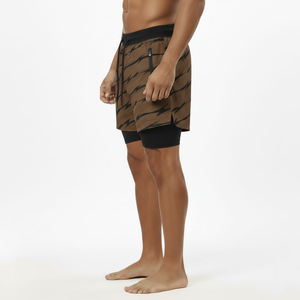 Shorts de Playa para Hombre, Color Marrón con Estampado Animal, de Secado Rápido, con Cordón Ajustable, Bolsillos, Cintura Media, Tejido de Spandex y Poliéster - Product Image 3