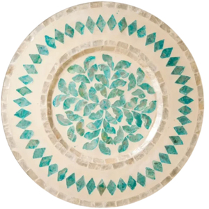 Handmade Round Luxury Mother Of Pearl Inlay Charger <b>Plate</b> <b>Black</b> Stainless Steel Service Underplate For Wedding Banquet & Dining - Product Image 2