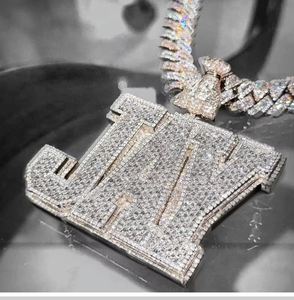 Collier Pendentif Lettre en Argent 925 Plaqué Or Rose Sertie de Moissanite, Breloque Personnalisée, Bijou Tendance Hip-Hop, Cadeau - Product Image 2