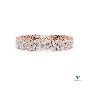 13.5 CTW Rose <b>Gold</b> Pear and Marquise Lab Grown Diamond Floral Link Bracelet in 14K <b>Solid</b> <b>Gold</b>, 7 Inch Luxury Statement Jewelry - Product Image 4