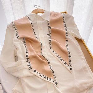 Écharpe longue de luxe en soie, foulard fin pour femme, bandeau, foulard imprimé cheval, ruban de marque pour femme - Product Image 4