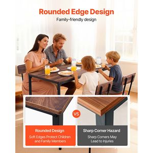Set di 5 Pezzi: Tavolo Rettangolare da Pub 47 Pollici e Quattro Sgabelli con Design a Bordi Arrotondati, Set di Arredamento per Bar - Product Image 6