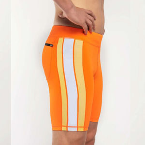 Pantalones cortos de compresión de tela elástica y de soporte, color naranja, para hombre, precio económico, OEM personalizado. - Product Image 4