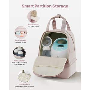 Sac à dos rose clair pour tire-lait, sac d'allaitement portable compatible avec les accessoires de pompage S1/S2, modèle D0100X3WXCP - Product Image 5