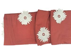 Tissu en coton tissé corail rose de qualité supérieure avec appliqué/tissu 3D respirant et léger pour la confection de robes pour femmes et filles - Product Image 2