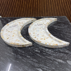 Ramadan Eid Mère Perle Chocolat Dessert Plateau de Service avec Lune Calligraphie Incrustation 25x38x1.5 cm Brûleur d'Encens Caractéristique Inde - Product Image 6