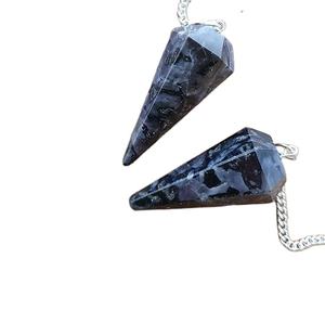 Péndulo de Ágata Soha de Alta Calidad, Hecho a Mano, con Cristal de Reiki para Sanación Espiritual y Chakras, en Color Índigo Gebbro - Product Image 1