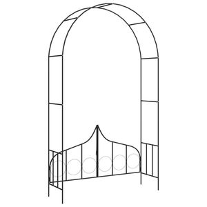 Grande Arco da Giardino Robusto in Ferro Verniciato a Polvere Nera, Traliccio e Cancello - Product Image 4