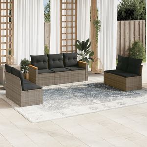 Ensemble de canapés de jardin en rotin PE gris D0100X3M4RJ, 7 pièces, mobilier d'extérieur contemporain, cadre en acier résistant aux intempéries - Product Image 3
