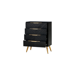 Wooden <b>Tallboy</b> Cabinet With Textured Chevron Drawer Panels, Spacious Vertical Storage And Stylish Legs For Contemporary Bedroom - Product Image 1