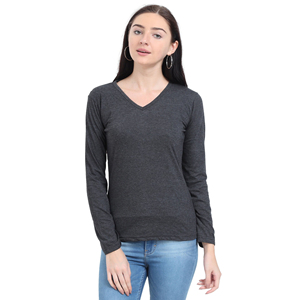 T-shirt de compression moulant à col en V pour femme, personnalisable avec logo, en tissu respirant à séchage rapide, idéal pour l'été - Product Image 1