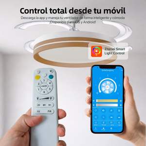 Ventilador de Techo LED de 50 cm con Control Remoto y Aplicación, Motor DC, 66 W 8280 LM, Temporizador, 6 Velocidades, 4 Aspas Retráctiles, 3 - Product Image 4