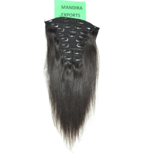 ผมแท้ 100% สีดำธรรมชาติ เงางามตรง เกรด Remy ผมอินเดีย ต่อผมแบบคลิป 100 กรัม ผมต่อแบบคลิป - Product Image 4