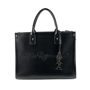   Sac fourre-tout Midnight noir en similicuir, sac à main à bandoulière avec logo embossé, grand sac de transport, sac fourre-tout tendance pour femme au quotidien - Product Image 1