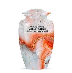 Aluminum Adult Cremation Urn Memorial <b>Ashes</b> Vessel Custom Color Commemoration Container With Velvet Pouch - Product Image 2
