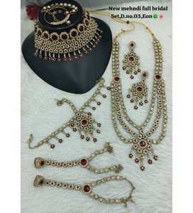 Ethnic Mehndi Full <b>Bridal</b> Kundan Zircon <b>Jewelry</b> <b>Set</b> Choker Long Necklace Earrings Maang Tikka Wedding Party Wear High Quality - Product Image 1