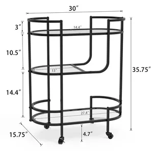 Chariot de rangement multi-niveaux en métal fait main moderne avec construction en acier thermolaqué robuste et roues lisses - Product Image 4