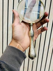 Loupe de poche de 4 pouces avec poignée en laiton massif et cadre en laiton |   Loupe de lecture et d'inspection en verre optique - Product Image 3