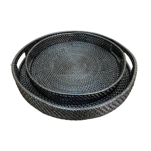 Modern Handwoven Rattan Storage <b>Basket</b> <b>Handle</b> Precision-Made Multifunctional Food Snack Tray Organizing China Origin for Home - Product Image 1