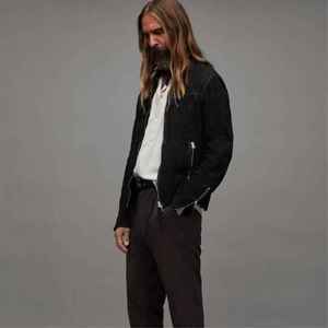 Premium <b>Men's</b> Vintage Black Distressed Genuine Leather <b>Jacket</b> Slim Fit Biker <b>Racer</b> Streetwear Outerwear Winter Motorbike Coat - Product Image 4