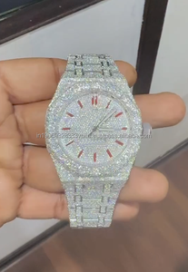 Montre unisexe de luxe moderne en acier inoxydable avec diamants Moissanite, mouvement automatique, cadran en verre glacé, style Hip Hop, cadeau d'anniversaire - Product Image 3