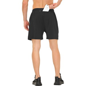 Shorts de sport pour hommes en toile, couleur unie, imperméables, séchage rapide, taille élastique, pour musculation, course à pied et jogging - Product Image 6