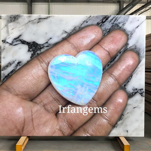 Wholesale Irfan Gems 100% Natural Blue Flashy Rainbow Moonstone Cabochon High Quality <b>Quartz</b> Smooth Oval Cut Loose Stone 20-40mm - Product Image 1
