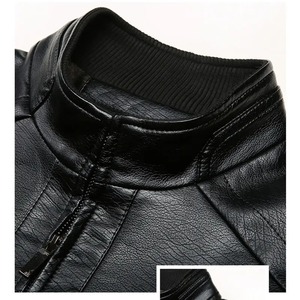 Free Shipping 2026 New Vintage Style <b>Mens</b> Genuine <b>Leather</b> Varsity <b>Jacket</b> Stand Collar Front Logo Hooded Brown - Product Image 4