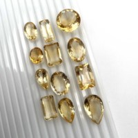 Lot de pierres précieuses en citrine naturelle facettées de formes variées, 13-29 mm, certifiées IGI, pour la fabrication de bijoux