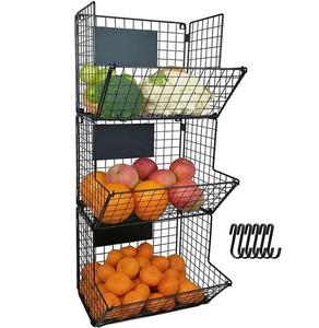 Panier de rangement mural pliable à 3 niveaux en fil métallique pour fruits et légumes, idéal pour la cuisine, à prix abordable - Product Image 1