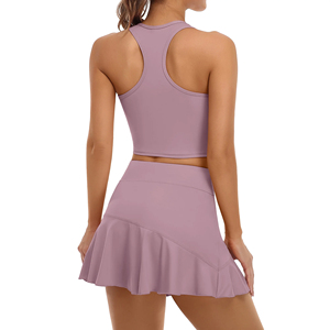 Women's <b>Purple</b> Pickleball uniforms Skirt Set Halter <b>Top</b> Sleeveless Fitted Moisture Wicking Breathable Quick Dry Sport Apparel - Product Image 4