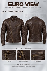 Veste de moto unisexe Euro View en cuir véritable pour l'hiver, respirante, à séchage rapide, doublée de polaire, avec fermeture éclair brodée et fourrure synthétique - Product Image 3