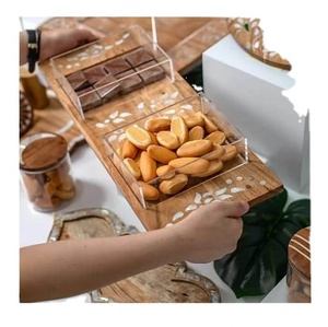 Cuenco para servir de madera de Acacia atemporal hecho a mano con acento de nácar, regalo perfecto de Ramadán y Eid, presentación lujosa en el hogar - Product Image 3