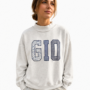Sweat-shirt rose oversize à col rond avec imprimé lettres GIO, sweat-shirt à col montant pour femme, imprimé graphique oversize - Product Image 3