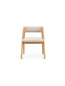 Fauteuil moderne en bois massif avec assise et dossier rembourrés, design scandinave pour salle à manger, café et restaurant - Product Image 2