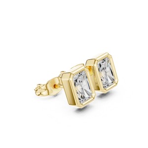 Boucles d'oreilles clous de qualité supérieure, 1 carat chacune, taille radiant, en or massif 14K, bijoux de mode pour femme, diamant de laboratoire IGI, cadeau - Product Image 6