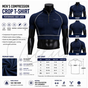 T-shirt de compression pour homme, idéal pour la gym, le fitness, l'entraînement, séchage rapide, équipement d'entraînement pour homme - Product Image 5