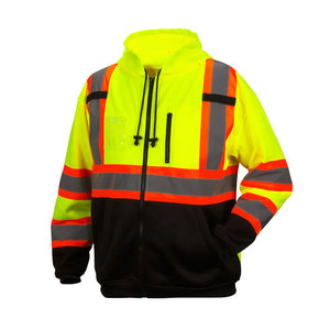 Sudaderas con Capucha y Cremallera de Alta Visibilidad con Franjas Reflectantes para Correr de Noche, Seguridad Laboral, Unisex, para Trabajadores de la Construcción - Product Image 3