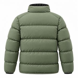 Veste d'hiver unisexe matelassée à col montant, coupe-vent, verte, rembourrée, service OEM, réversible, respirante - Product Image 4