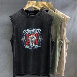 Camiseta Oversize para Hombre, Estilo Vintage Lavado, con Estampado Gráfico de Pato Musculoso, Camiseta sin Mangas, Chaleco, Ropa de Gimnasio para Mujer, Verano - Product Image 2