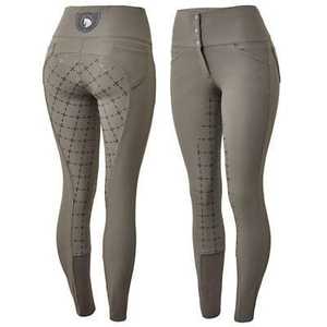 Pantalones de equitación de cintura alta para mujer, elásticos en 4 direcciones, mallas ecuestres con asiento completo de silicona. - Product Image 1