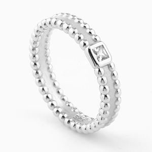 925 plata esterlina cuadrado CZ piedra anillo hombres mujeres anillo chapado en oro - Product Image 3