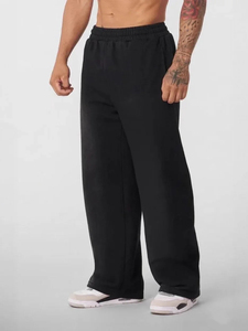 Men's Oversized Wide Leg Sweatpants - Loose-Fit <b>Trousers</b> <b>with</b> <b>Elastic</b> <b>Waist</b> Breathable Winter Pants - Product Image 5