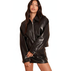Veste bomber courte pour femmes en gros - Tricotée, imperméable, respirante, mode d'hiver, véritable et imitation cuir PU polyester - Product Image 1