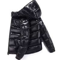 Manteau d'hiver pour homme, noir, à capuche, rembourré, imperméable, fermeture éclair, vêtement d'extérieur décontracté, coupe classique, couleur unie, en polyester