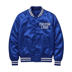 Chaqueta Universitaria de Satén con Logotipo Personalizado Unisex, Chaqueta de Béisbol con Bordado en Blanco, Chaqueta Universitaria de Seda con Letras - Product Image 1