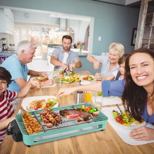 Parrilla Eléctrica Interior de 1500W, Parrilla para Asar 2 en 1 con Placa Extraíble, 5 Niveles de Control de Temperatura, 3 Bandejas Pequeñas y Rejilla Apta para Lavavajillas - Product Image 1