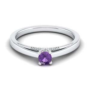 Anillos de Plata de Ley 925 con Moissanita Certificada GRA, Corte Redondo, 0.25 Quilates, Gema de Amatista, Precio al por Mayor REYES - Product Image 1