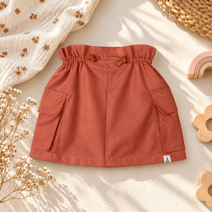 <b>Elastic</b> <b>Waist</b> Cargo Mini <b>Skirt</b> With Pockets Solid Color Cotton Bamboo Fiber Women's Casual <b>Skirt</b> All Seasons - Product Image 2