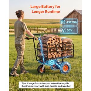 Carrito Eléctrico Utilitario de 36V con Batería de 432Wh, Motor de 500W, Capacidad de Carga de 500 Libras, Resistente, con Freno - Product Image 4